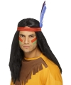 Zwarte indianen pruik met hoofdband voor volwassenen