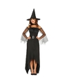 Zwarte lange heksen verkleed kostuum jurk voor dames
