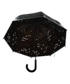 Zwarte paraplu met transparante sterrenhemel print 81 cm